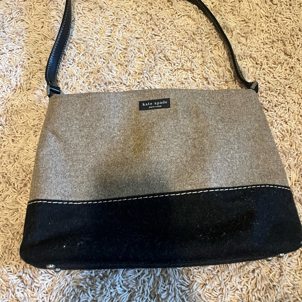 Vintage Kate Spade Two-Tone Wool Black and Tan Bag